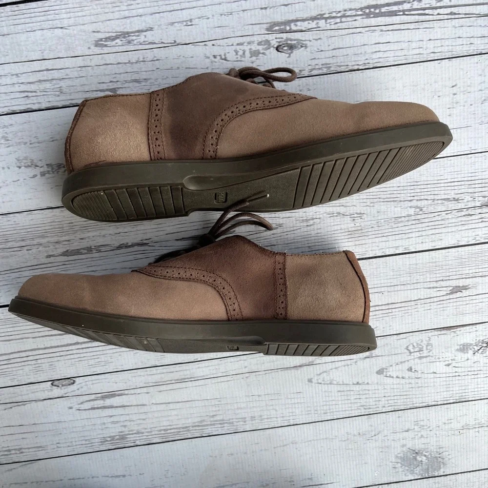 Polo Ralph Lauren Vintage Saddle Brown Leather Suede Oxford Shoes‎ Mens 8D